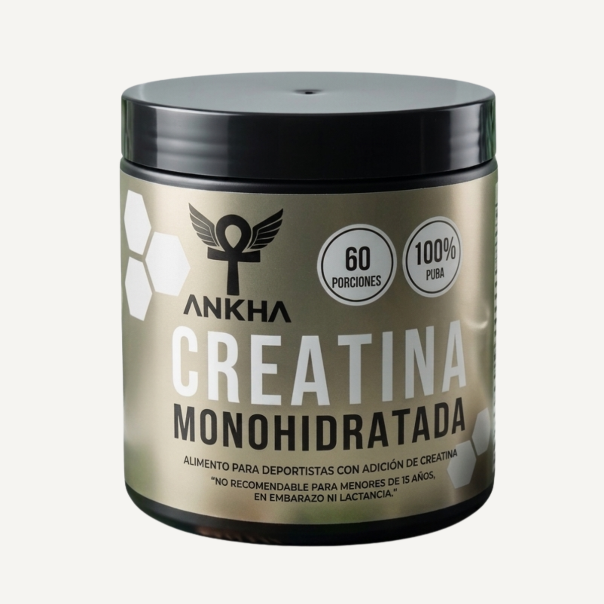 Pote de creatina monohidratada Ankha 100% pura, 60 porciones, suplemento para deportistas
